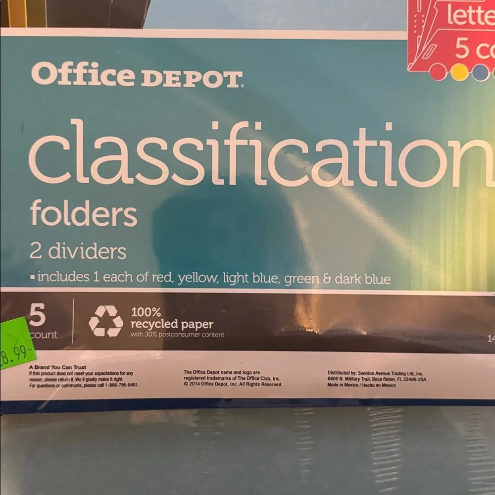 Office Depot 5/pkg. 2 divider multi Office depot 5/pkg 1 divder blue 30 total